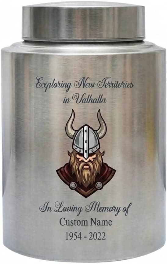 Personalized Valhalla Viking Nordic Runes Urn for Human Ashes, Exploring New Territories Norse Gift for Father Husband Brother, Memorial Keepsake Urn, Memorial Gift, in Loving Memory B0H1VSWJZL