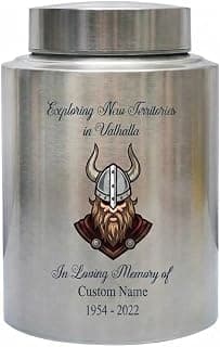 Personalized Valhalla Viking Nordic Runes Urn for Human Ashes, Exploring New Territories Norse Gift for Father Husband Brother, Memorial Keepsake Urn, Memorial Gift, in Loving Memory B0H1VSWJZL