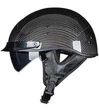 VCOROS Carbon Fiber Open Face Retro Motorcycle Helmets Men Women Half Face Helmets for Motorbike Cruiser Chopper Moped Scooter ATV (Gloss Black, L)