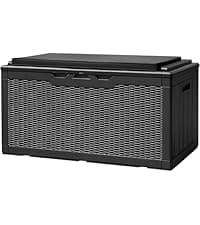 Devoko 30 Gallon Resin Deck Box Waterproof Outdoor Storage Box for Patio Furniture Pool Accessories Indoor Storage for Cushion Garden Tools (30 Gallon, Black)