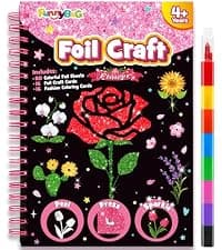 Mess-Free & No-Glue Activity,Kids Ages 4-10 Create 16 Sparkly Princess Unicorn Pictures,Halloween Toy & Birthday Gift for Kid FUNNYB&G Foil Art Craft Kit for Kids, Halloween Crafts Gift Toy for Kids B0DK6DYYD8