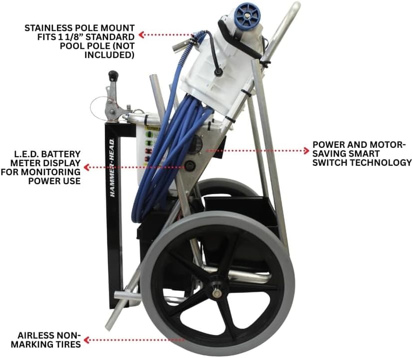 Hammerhead Service-21 Commercial Pool Cleaner | 21" Vacuum Head with 40' Floating Cord | Professional Portable Cleaner for Service & Resort Carts