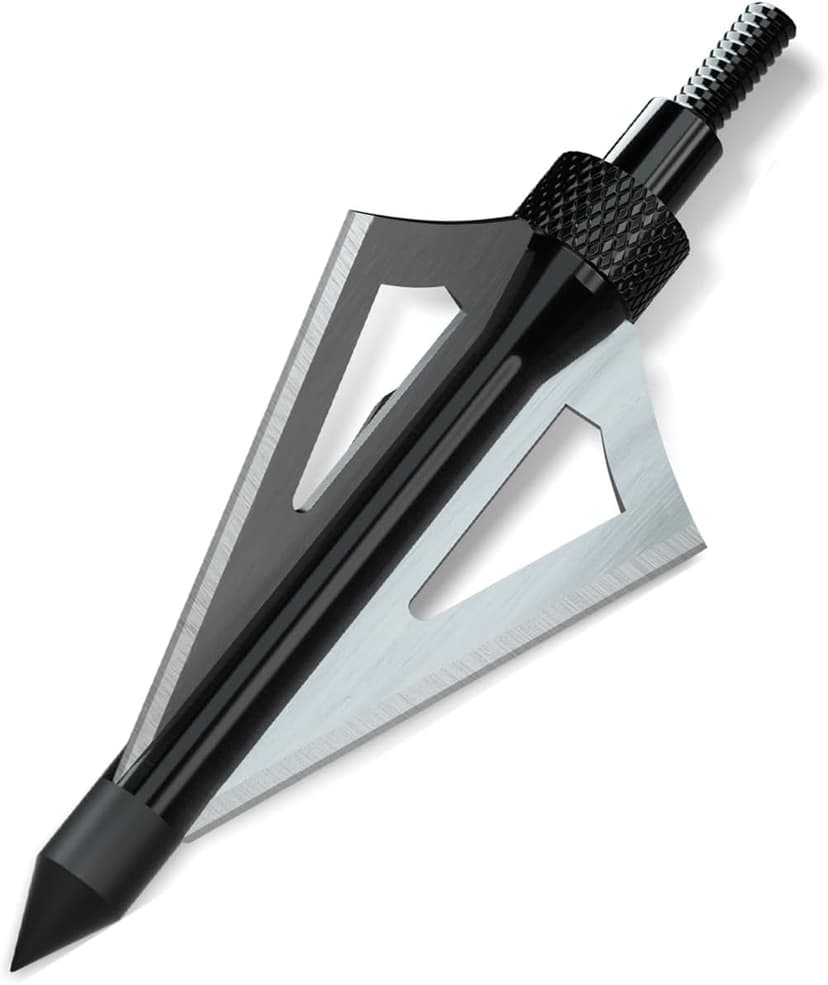 Hunting Broadheads, 12PK 3 Blades Archery Broadheads 100 Grain Screw-in Arrow Heads Arrow Tips Compatible with Traditional Bows and Compound Bow