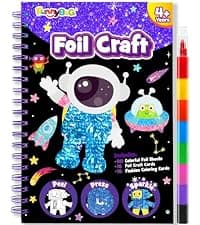Mess-Free & No-Glue Activity,Kids Ages 4-10 Create 16 Sparkly Princess Unicorn Pictures,Halloween Toy & Birthday Gift for Kid FUNNYB&G Foil Art Craft Kit for Kids, Halloween Crafts Gift Toy for Kids B0DK6DYYD8