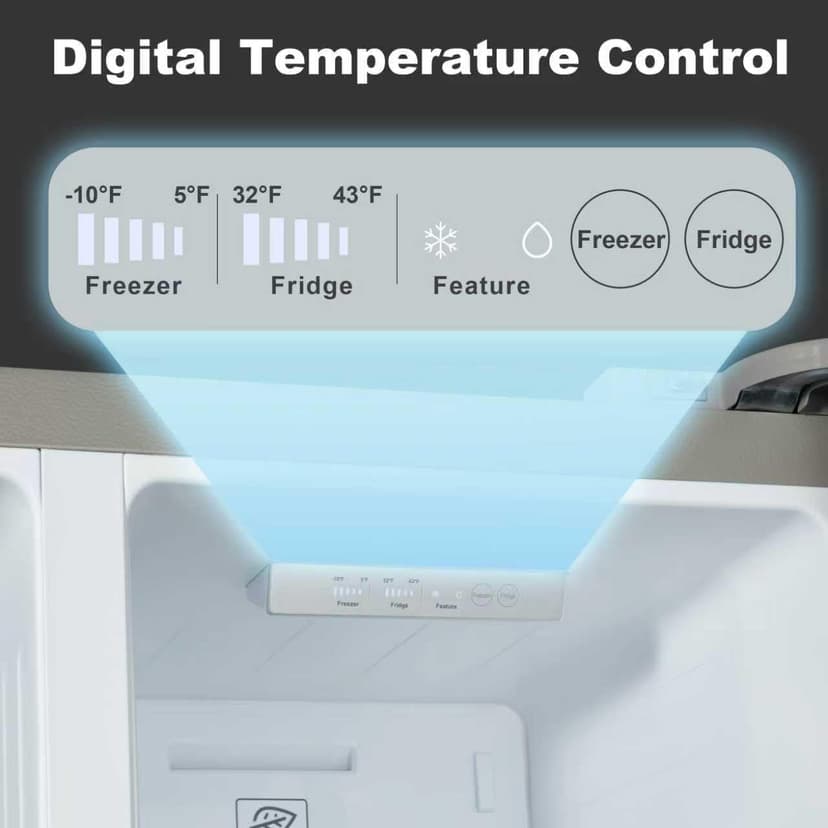 Iceblue 15.6 Cu.Ft. Side-by-side Refrigerators, 33" Full Size Refrigerator, Zoning Temperature Control Beverage Refrigerator with Freezer, Frost Free Beverage Fridge - Black Stainless Steel