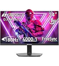 SANSUI 24 Inch Gaming Monitor 200Hz 1Ms FreeSync HDR 110% sRGB FHD 1080P Computer Monitor HDMI DP Ports Eye Care Frameless VESA Mount Cable Management (ES-G24F4L HDMI Cable Included)