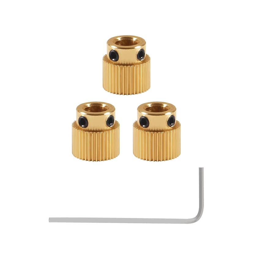 Aokin Brass Extruder Wheel Gear 40 Teeth Drive Gear 3D Printer Parts for Creality Ender 3, Ender 3 Pro, Ender 3 V2, Ender 5/5 Pro/5 Plus, CR-10/10S, CR-10 S4, CR-10 S5, 3 Pcs with a Wrench