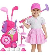 Liberry Toddler Golf Set, Upgraded Kids Golf Cart with Unique Shoulder Strap Design, Indoor and Outdoor Golf Toys for Boys and Girls Aged 1-5 Years Old