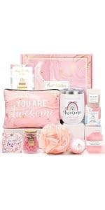 Best Friend Birthday Gifts for Women - Unique Spa Basket Friendship Gifts for Women, Sister, Bestie, BFF (Purple)