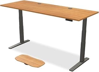 UPLIFT DESK Bamboo (80 x 30 inch) Standing Desk 2-Leg V3 Adjustable Stand Up C-Frame (Indus.), Advanced Keypad, Wire Grommets, Wire Tray, Rocker Board