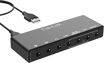 Cubilux 7.1 USB Surround Sound Card- 48KHz-384KHz Sample Rate for Headphones, Full Aluminum Alloy USB A External Sound Card for Laptop PC-Supports Line-in & Stereo Mic in