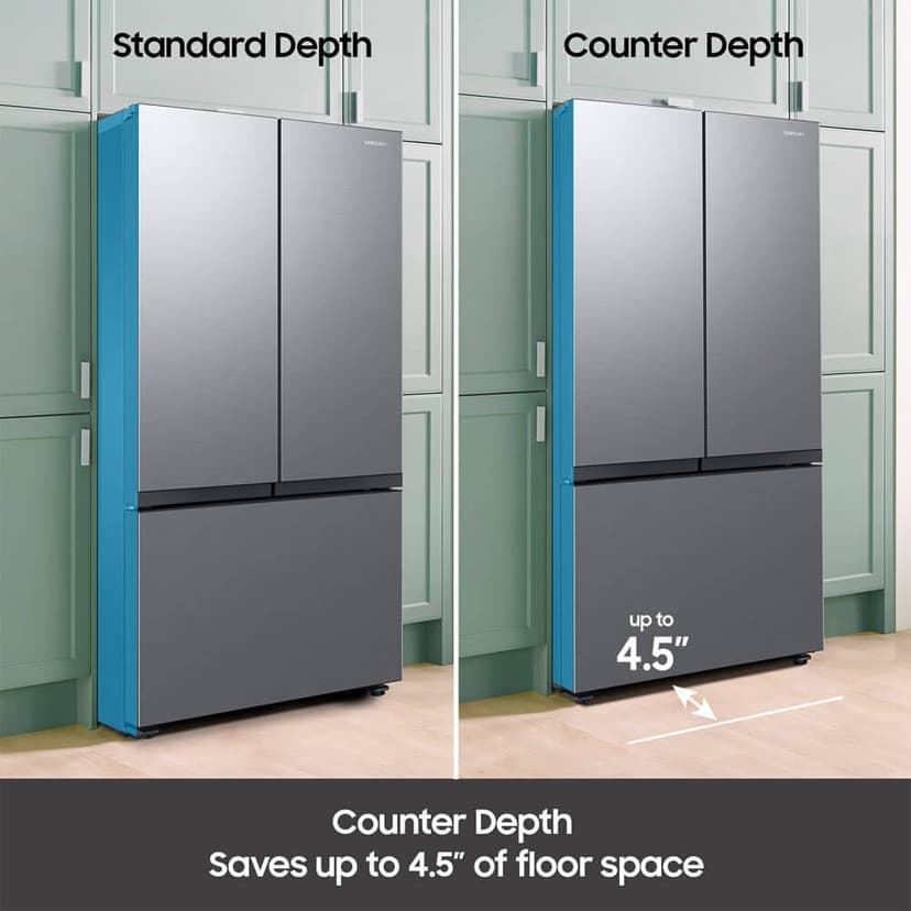 Samsung 27 Cu. Ft. Smart 3-Door French Door Counter-Depth Refrigerator with Dual Auto Ice Maker, All-Around Cooling, Stainless Steel