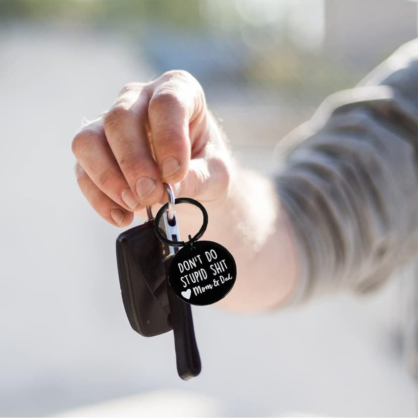 Funny Keychain Gift for Teenager from Mom, Don't Do Stupid Shit Keychain, Gift for Son Daughter Kids, Go to College Presents