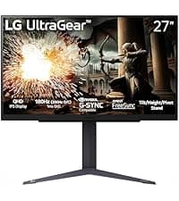 LG 27GS60QC-B Ultragear 27-inch Curved Gaming Monitor QHD (2560x1440) 180Hz 1ms 1000R AMD FreeSync HDR10 HDMIx2 DisplayPort Borderless Design Black Stabilizer DAS Crosshair FPS Counter - Black