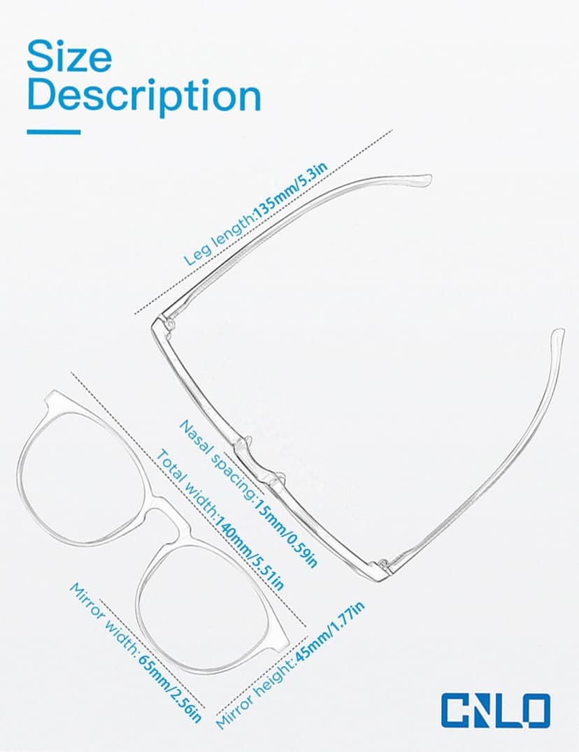 CNLO Blue Light Blocking Glasses,Computer Glasses,Anti Eyestrain, Lightweight Frame Eyeglasses,Men/Women… (Crystal)