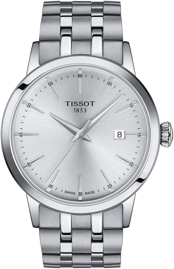 Tissot Mens Tissot Classic Dream 316L Stainless Steel case Quartz Watch, Grey, Stainless Steel, 22 (T1294101103100)