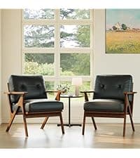 STHOUYN 85” Black Faux Leather Couch with USB, 3 Seater Sofa Couches for Living Room, Large Mid Century Modern Office Apartment Couch (Black)