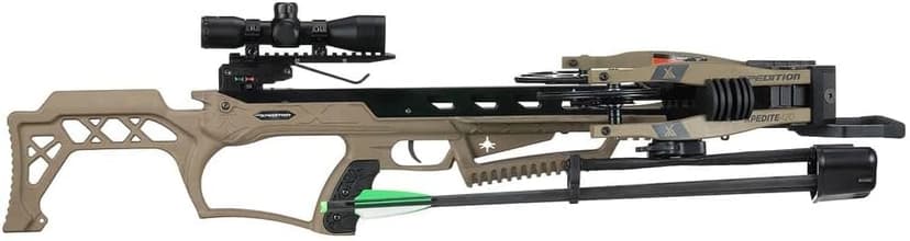 Xpedition Archery Xpedite 420 Crossbow with Rope and Crank Cocking Device, Compound Crossbow Package with Illuminated 4X32 Scope, 420 Feet Per Second