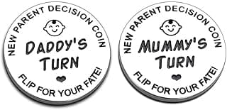 New Dad Mom Gifts Funny Decision Making Coin, New Baby Gift for Parent Mummy Daddy Pregnancy Women First Time to be Moms Dads Mother's Day Father's Day Gifts Double Sided