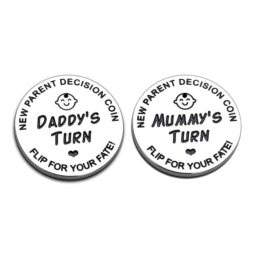 New Dad Mom Gifts Funny Decision Making Coin, New Baby Gift for Parent Mummy Daddy Pregnancy Women First Time to be Moms Dads Mother's Day Father's Day Gifts Double Sided