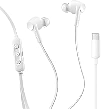 Belkin SoundForm Active Noise Cancelling Earbuds Wired with USB C Connector, IPX5-Rated, in-Ear Earphones w/Microphone for iPhone 17/16/15, iPad mini, Galaxy S25, Google Pixel 10, & More - White
