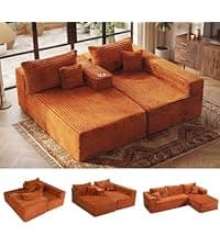 ABCASA Faux Leather Accent Chair with Ottoman,Upholstered Armchair with Storage,Extra-Deep-Seated Modular Single Sofa,Reading Chair with Footrest for Living Room Lounge Chair Brown