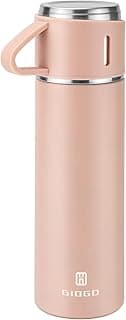 Stainless Steel Thermo 500ml/16.9oz Vacuum Insulated Bottle with Cup for Coffee Hot drink and Cold drink water flask.(Pink,Single)