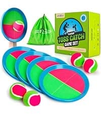 PlayZap Toss and Catch Ball Set Ultra Sturdy ABS - Valentine Gift for Toddlers Kids Teens Boys Girls 3-5 5-8 8-13+ Yrs - Baseball Toy Indoor Outdoor Yard Game & Beach/Pool Toy Set 4 Pack