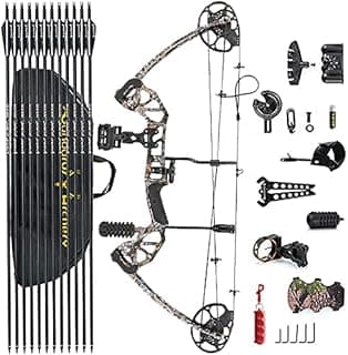 Compound Bow Draw Weight 0-70 Lbs for Pull Beginner and Intermediate Archer Fully Adjustable 19.25"-31" with All Accessories, up to IBO 320 fps,Package with Archery Hunting Equipment New 2024