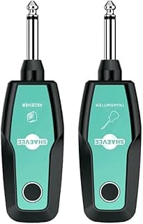 Wireless Guitar System 2.4GHz, Audio Wireless Transmitter Receiver with Rechargeable Battery, 30M/100ft Transmission Range, Auto Frequency Locking, for Guitar Bass Electric Instruments