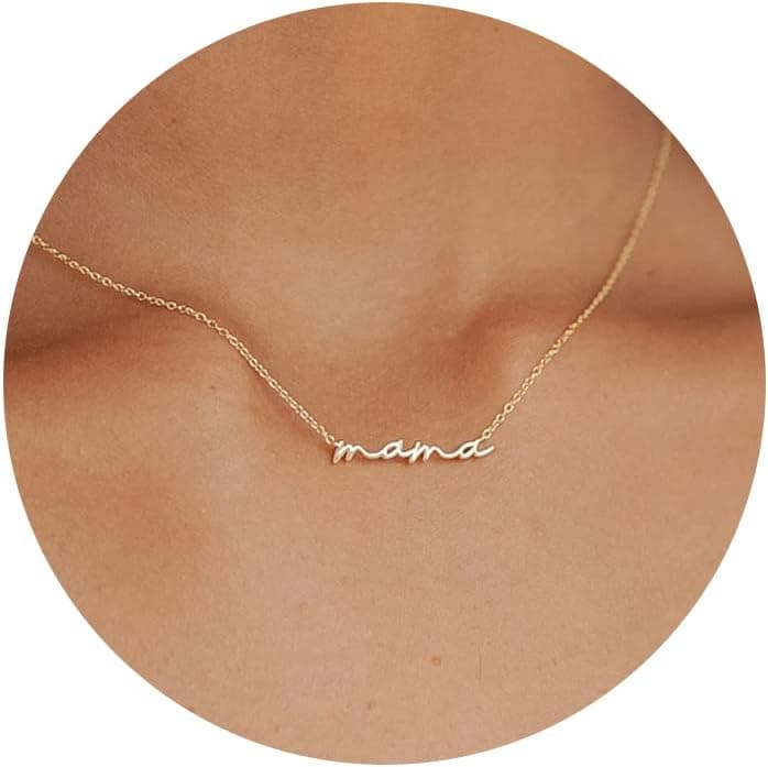 Moodear Mothers Day Gifts Mama Pendant Necklaces for Women - Dainty Small 18K Gold Plated Mom Necklace Non Tarnish Gift for Mom,New Mom Trendy