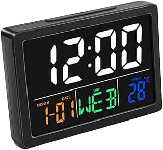 WQV Digital Alarm Clock, 5.5" Large LED Alarm Clock for Bedrooms, Table Desk Clock, with Calendar Date Day Temperature Snooze, Adjustable Alarm Volume & Brightness, Gift for Students Elderly
