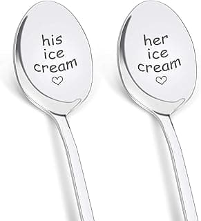 PRSTENLY Wedding Gifts for Couples 2025, 2 Pcs His and Hers Ice Cream Spoon Anniversary Engagement Gifts for Couple Him Her Boyfriend Girlfriend Graduation Christmas Birthday