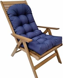 Adirondack Chair Cushion, Waterproof Indoor/Outdoor Rocking Chair Cushion ，44inch/48inch High Back Patio Cushions with Ties，Waterproof，Sunscreen and Fade-Resistant (Navy Blue, 44x20in)