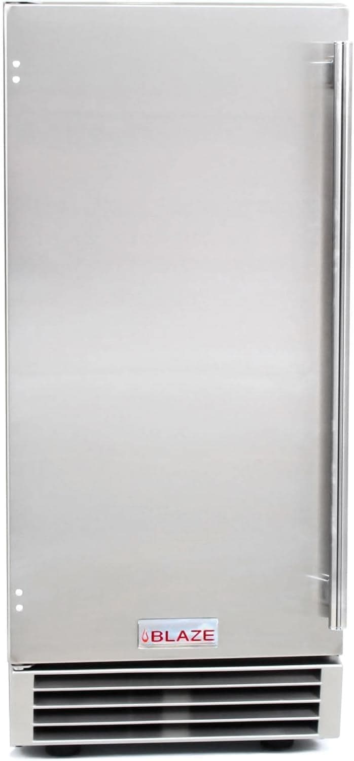 Blaze 15-Inch Outdoor Rated Ice Maker with Gravity Drain – Stainless Steel Machine Produces 50 Lbs. of Ice Daily with 25 Lb. Storage