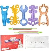 Bebecan Teething Sticks for Babies 36+ Months – Super Soft Silicone Teething Aids, Infant Oral Soothing Relief Back Molars, Multicolor 6-Pack
