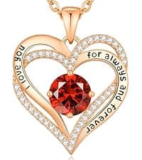 CDE Forever Love Heart Necklaces for Women, Wedding Anniversary, Birthday Mothers Day Gifts for Mom, Mother, Wife, Girlfriend, S925 Silver Jewelry with Birthstone Pendant