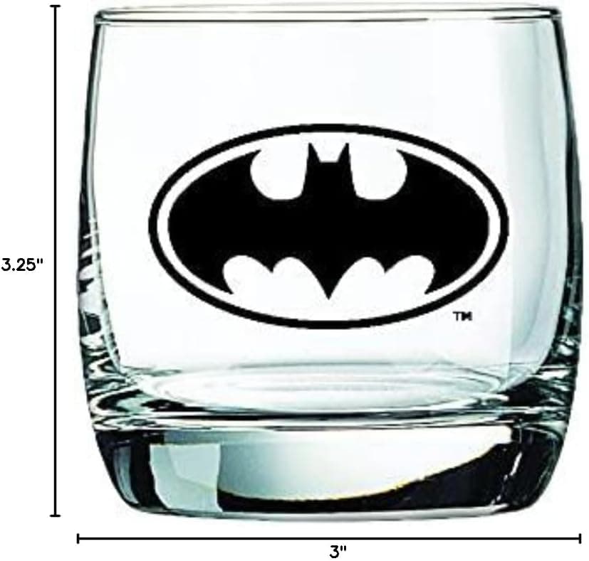 Batman Whiskey Glasses - 10 oz. Capacity - Classic Design - Heavy Base