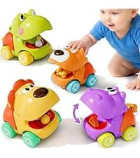 Infant Play Vehicle Set, Push Go Friction Car, Montessori Toy for 6-9-12-18 Months, 1st Birthday Gifts for 1-2 Years Old Girl iPlay, iLearn Baby Press to Go Car Toys for Toddlers 1-3, 1 Yr Old Boy Gift B0BTBV51KY