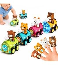 Infant Play Vehicle Set, Push Go Friction Car, Montessori Toy for 6-9-12-18 Months, 1st Birthday Gifts for 1-2 Years Old Girl iPlay, iLearn Baby Press to Go Car Toys for Toddlers 1-3, 1 Yr Old Boy Gift B0BTBV51KY