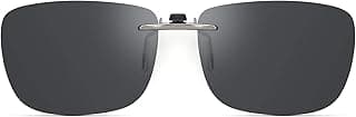 CAXMAN Polarized Clip On Sunglasses Over Prescription Glasses Men Women Compact Fit Non-Flip Up