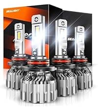SEALIGHT 70000LM Super Bright H4 Bulbs, 6500K Cool White Fog Bulbs, 70000+ Hours Lifespan Powersport Bulbs with 15000RPM Cooling Fan, Plug-N-Play, Pack of 2
