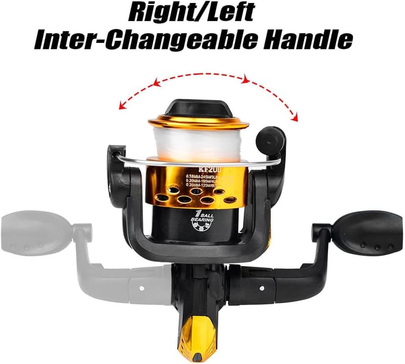 Fishing Reel 5.2:1 Gear Ratio Compact Design Includes Fishing Line for Portable Angling, Shore, Boat, Travel