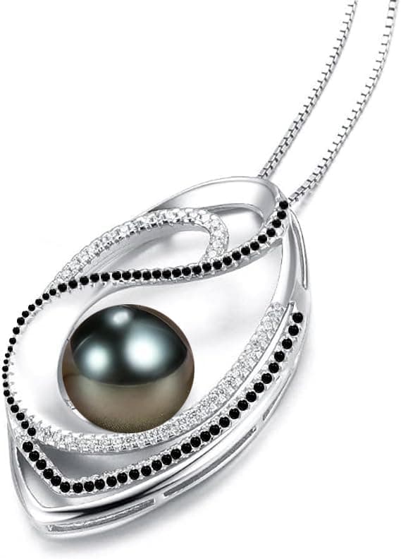 NONNYL Mothers Day Gifts for Mom, Wife, Women - Tahitian Black Pearl Necklace - Wedding, Birthday, Anniversary, Valentine's, Christmas Jewelry B0CSKR4M5V