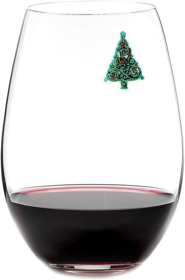 Simply Charmed Christmas Wine Glass Charms - Set of 6 Magnetic Drink Markers Great for Stemless Glasses - Winter Holiday Hostess Gift