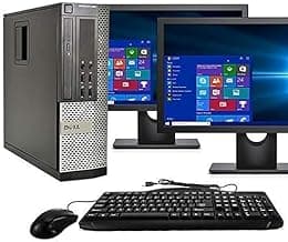 Dell Optiplex 9020 SFF Computer Desktop PC, Intel Core i5 Processor, 16GB Ram, 2TB Hard Drive, WiFi, Bluetooth 4.0, DVD-RW, Dual 24 Inch LCD Monitors Windows 11 Pro (Renewed)