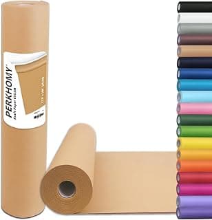 PerkHomy Brown Kraft Paper Roll 17.5" x 1,200" (100') for Gift Wrapping Bulletin Board Craft Art Bouquet Flower Packing Valentines Easel Moving Shipping Floor Poster Covering Table 70GSM 50LB B0C1RC5Y7F