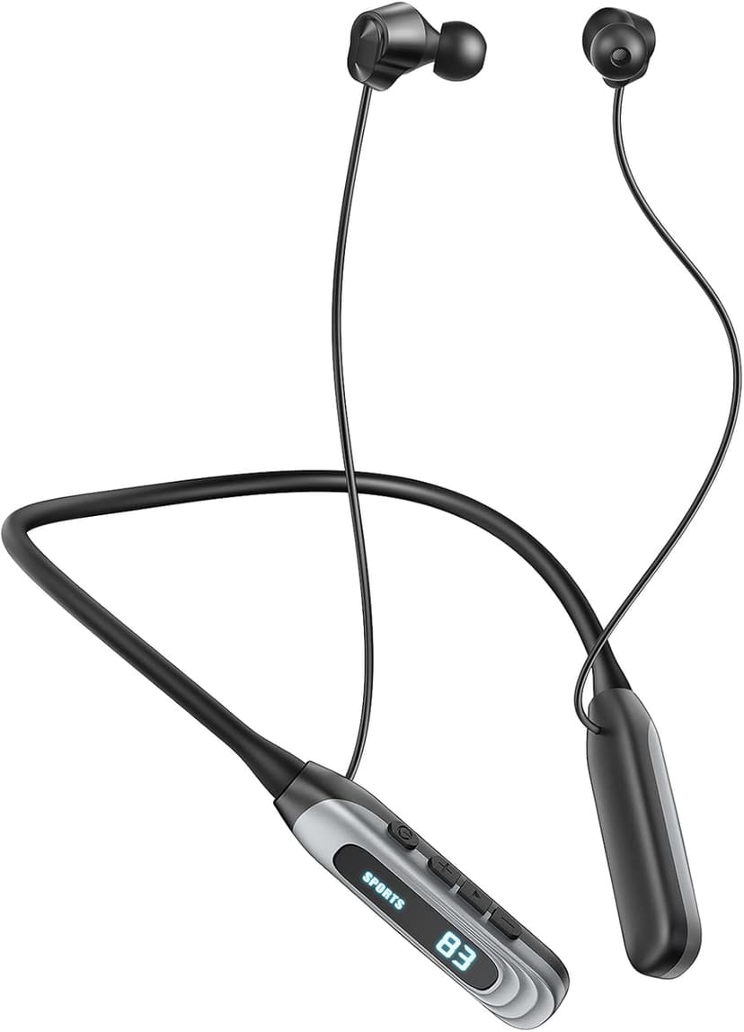 MZYQCY Neckband Bluetooth Headphones，80H Playback Wireless in-Ear Earbuds with Microphone, Sweatproof Around The Neck Headphones for Sport,Running,Workouts (Black)