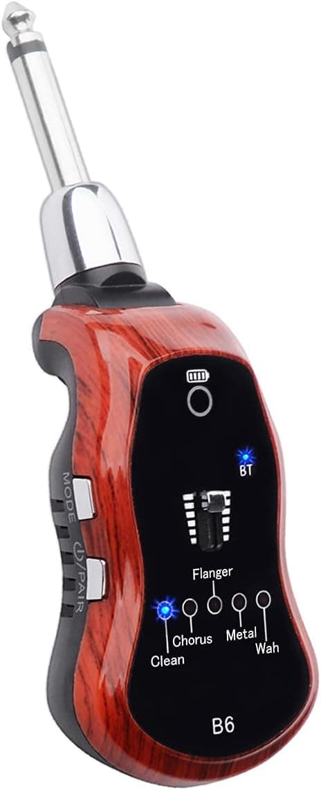 Kithouse B6 Guitar Headphone Amp Mini Plug Guitar Amplifier Bluetooth Rechargeable For Electric Travel Pocket Guitar With Reverb/Chorus/Flanger/Overdrive/Wow Wah 5 Effects(Mahogany Color)