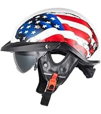 VCOROS Carbon Fiber Open Face Retro Motorcycle Helmets Men Women Half Face Helmets for Motorbike Cruiser Chopper Moped Scooter ATV (Gloss Black, L)